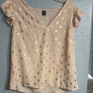 Knox Rose Tan Ruffled Cap Sleeve Blouse